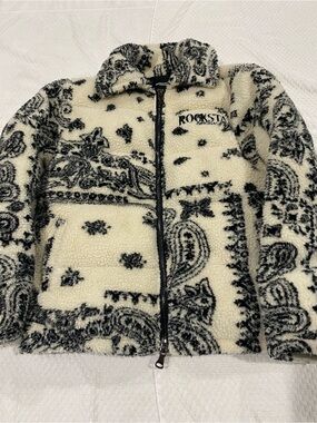 Rockstar Original Men’sCream & Black Paisley Sherpa Jacket